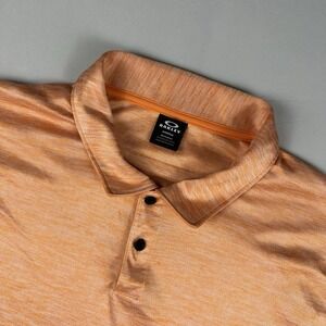 Oakley Golf Polo Shirt Mens XXL Orange Performance Stretch Casual Preppy Logo